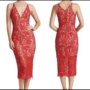Like new Dress the Population red lace midi “Marie” cocktail dress XL/14